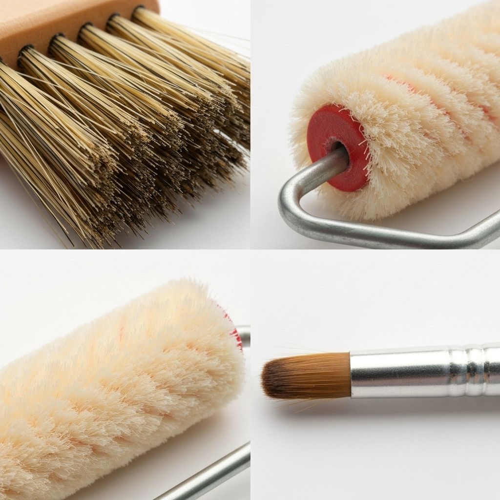 Close-up of brush textures and bristles