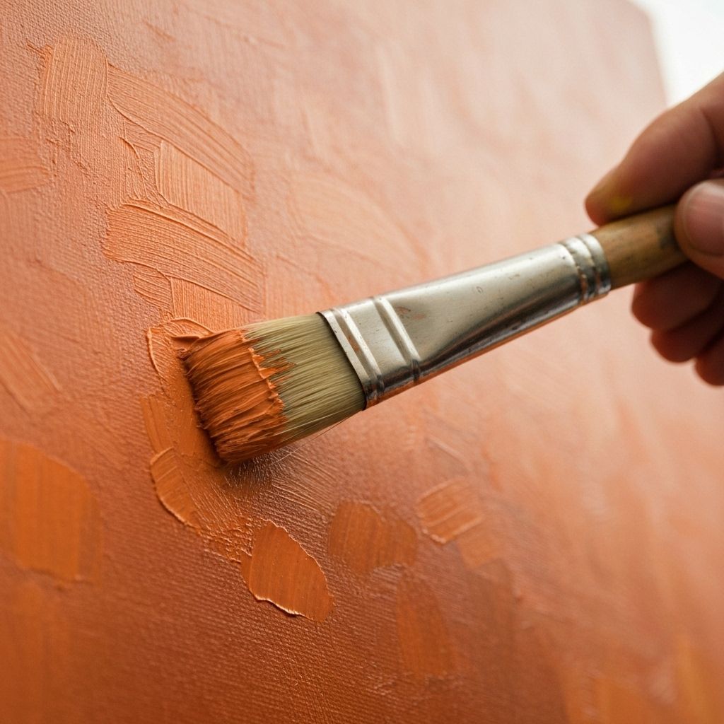 Close-up of a paintbrush on canvas