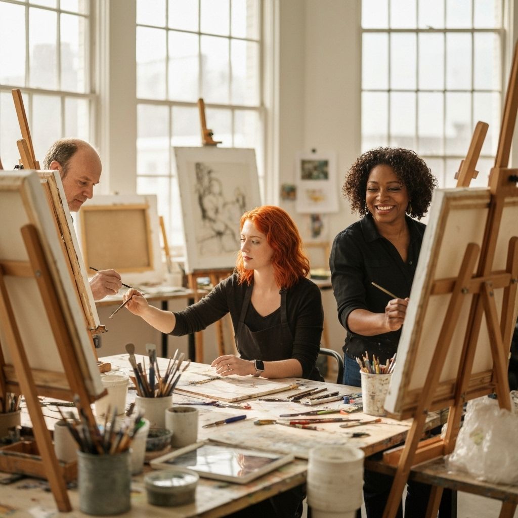 Team collaborating in a bright studio